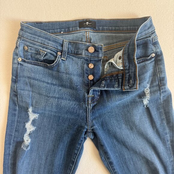 7 For All Mankind Jeans Women's Size 28 Blue Josefina Boyfriend Cut Button Fly - Picture 2 of 13